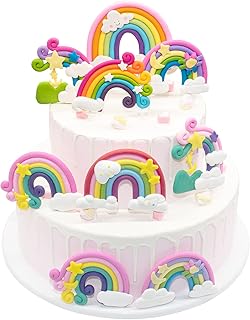 Sponsored Ad - 9 Pcs Rainbow Clouds Cake Topper Picks Soft Pottery Cupcake Toppers 3D Mix Rainbow Clouds Cake Topper Birth...