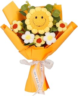 Artificial Sunflowers Bouquet Hand-Woven Rose Artificial Flower(Pack of 1), Suitable for Family Table Decoration, for Girlfriend Mother,Valentine's Birthday Wedding Gift(Sunflower Yellow)