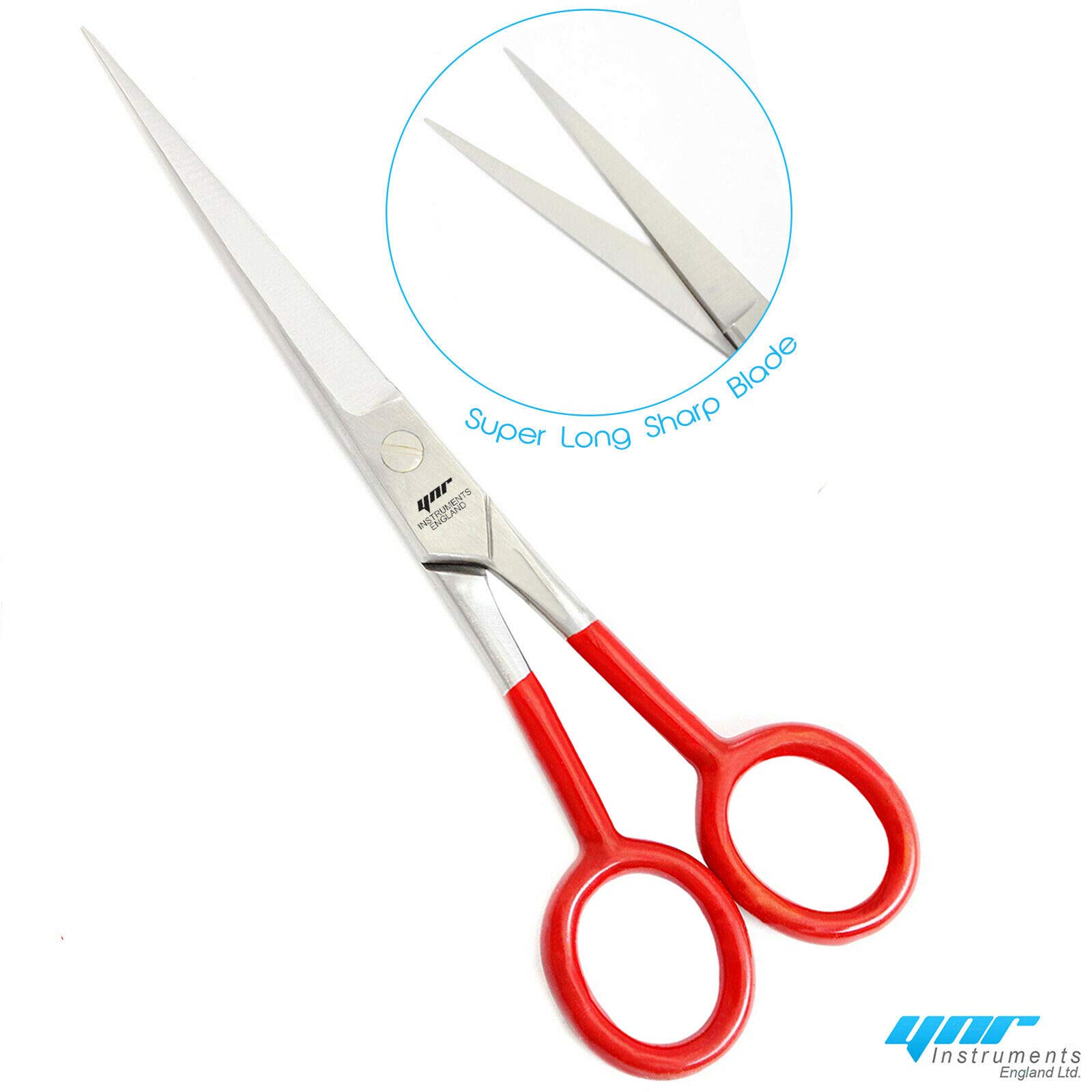 YNR Hairdressing Scissor for Professional Hairdressers Stainless Steel Salon Barber Cutting Hair Scissors with Leather Pouch for Men, Women and Children (Single Scissor) (Red)