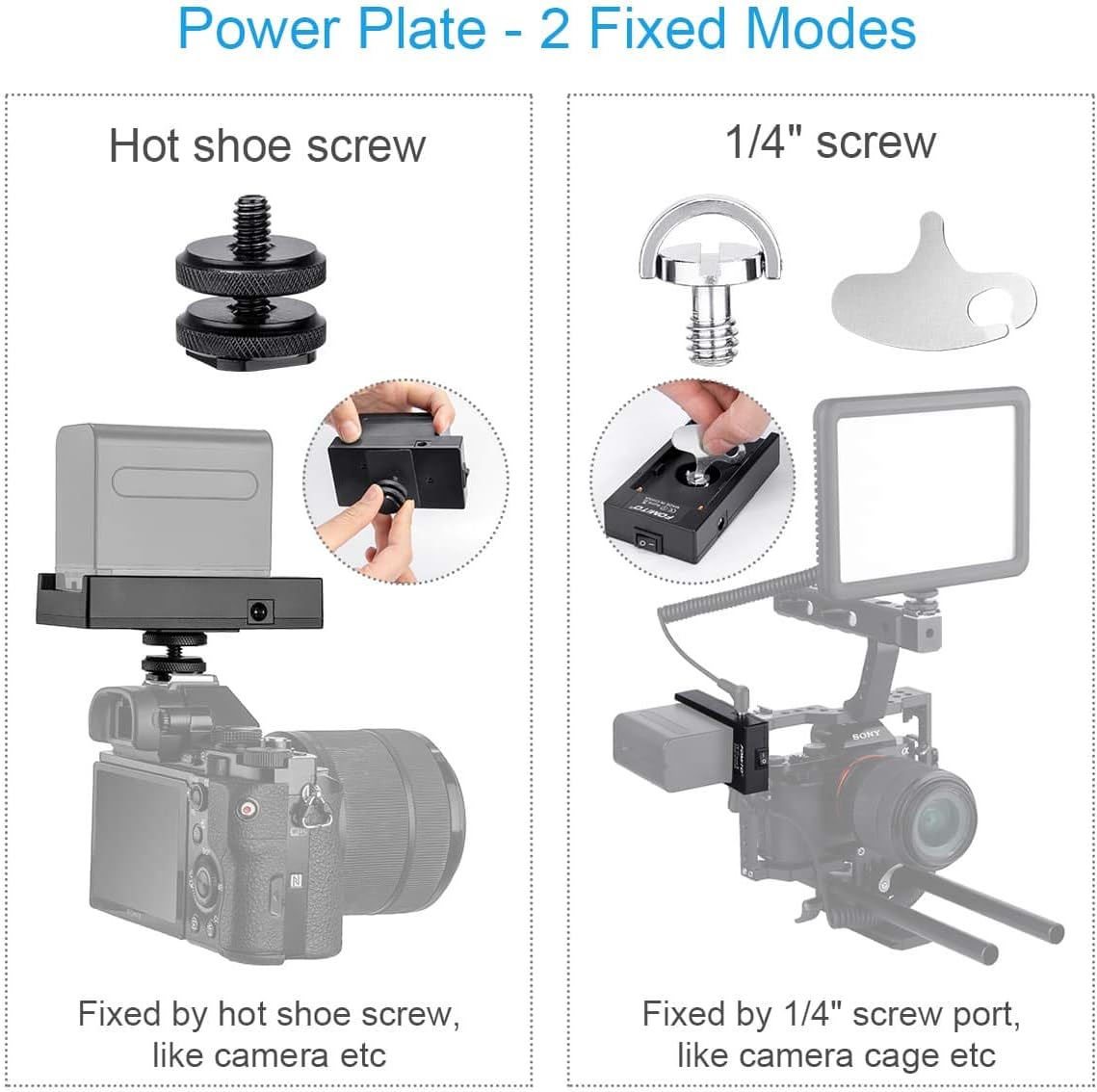 Fomito NP-F970 F960 F750 F770 F550 Battery Adapter Replacement ACPW20 Power Adapter Conveter to FW50 Dummy Battery for Sony A7 A7II A7R A7RII A7S A7S2 A7M A7M2 A6500 A6000 A5100 A3000 NEX5 DSC-RX10