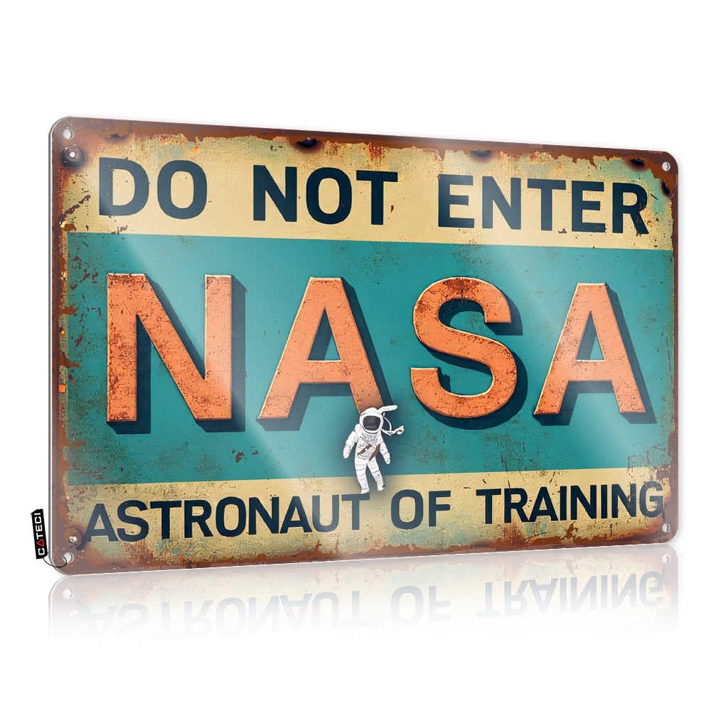 Fzfn Colour Vintage Farmhouse Signs Waterproof | Nasa Training Sign With Astronaut Silhouette Stunning Shop Decoration(30X40cm)