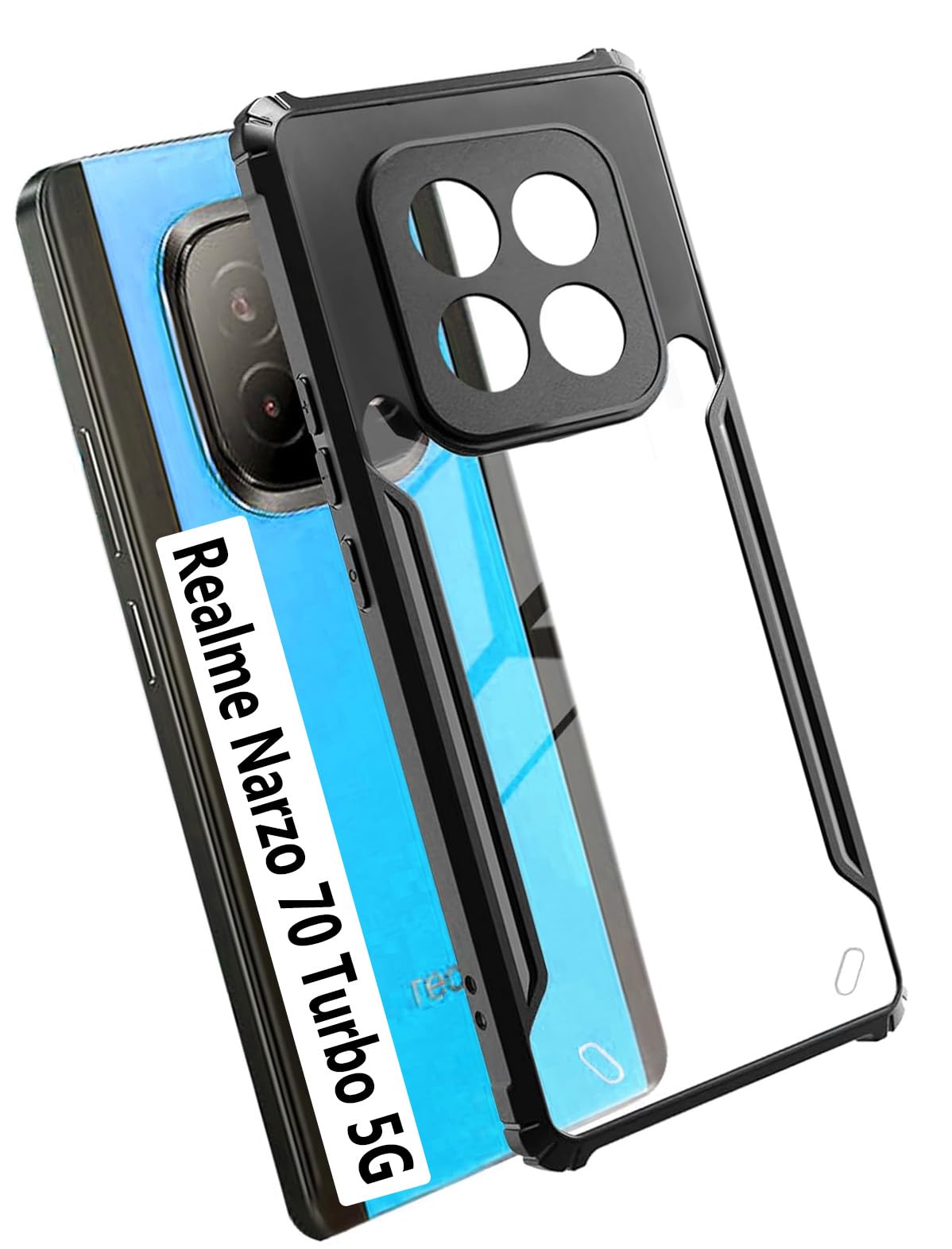 COBERTA Back Cover for Realme Narzo 70 Turbo 5G Back Cover Case - Black Transparent (B0DHVTPC5P) Amazon Price History, Amazon Price Tracker
