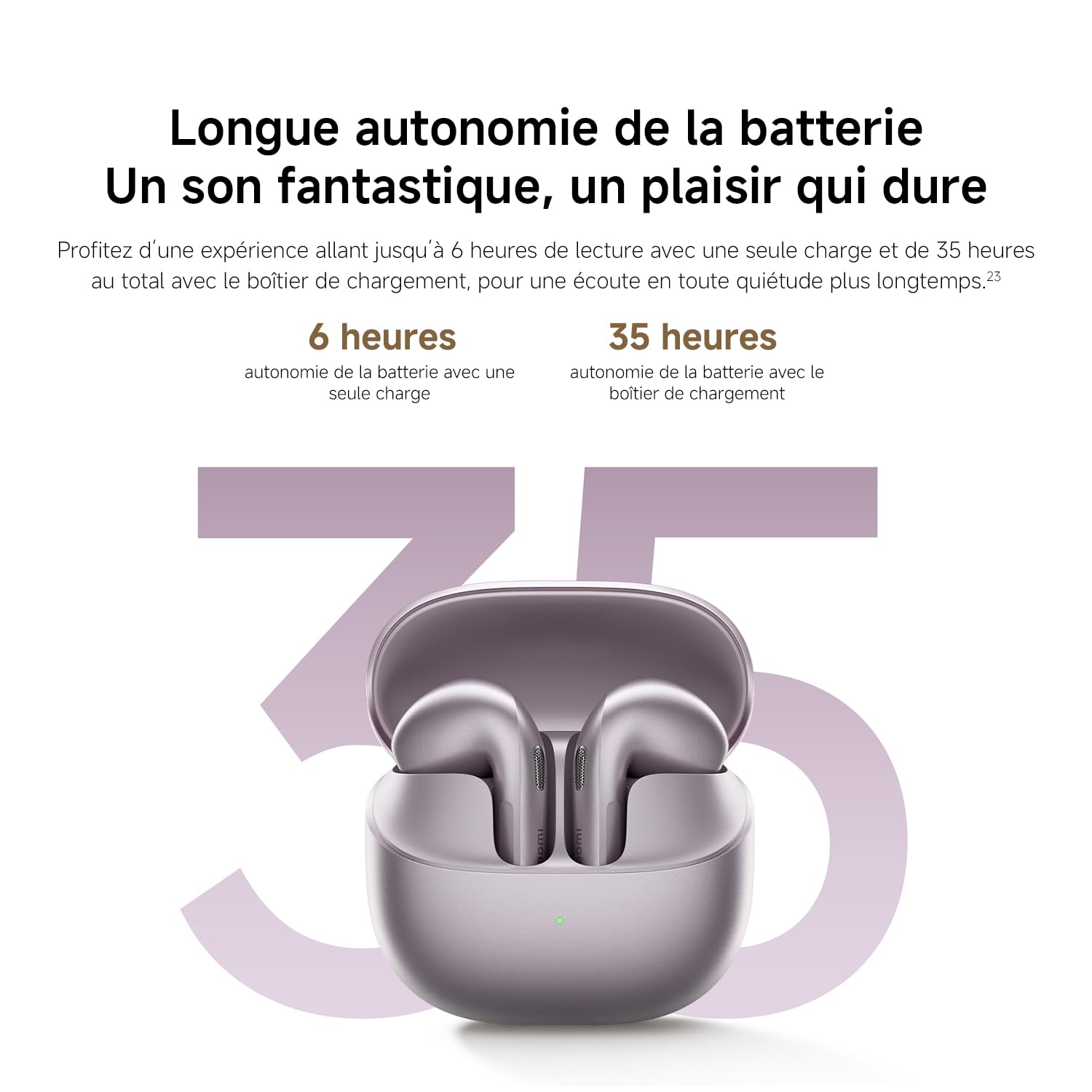 XIAOMI Buds 6, Écouteurs True Wireless, Réduction du bruit à 3 micros, Harman AudioEFX, Système de haut-parleurs à triple aimant, 35 h d’autonomie,Personnalisation via l’application, IP54, Gris titane