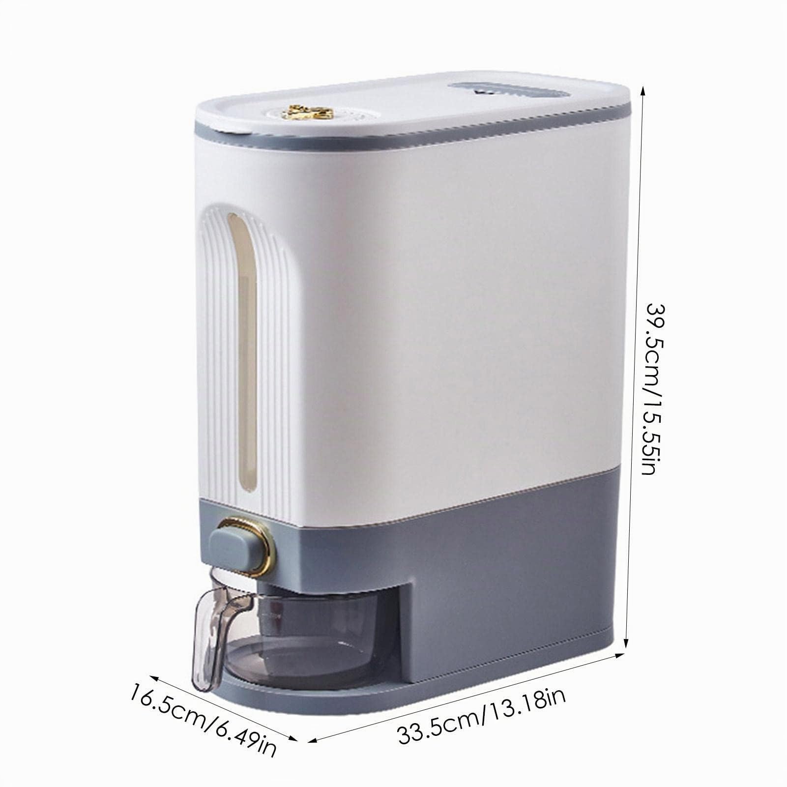 Contenedor de arroz,Dispensador de arroz sellable Contenedor de grano sellado grande Dispensador de alimentos,organización de cocina con indicador de tiempo,taza medidora para cocina,maíz,Gris