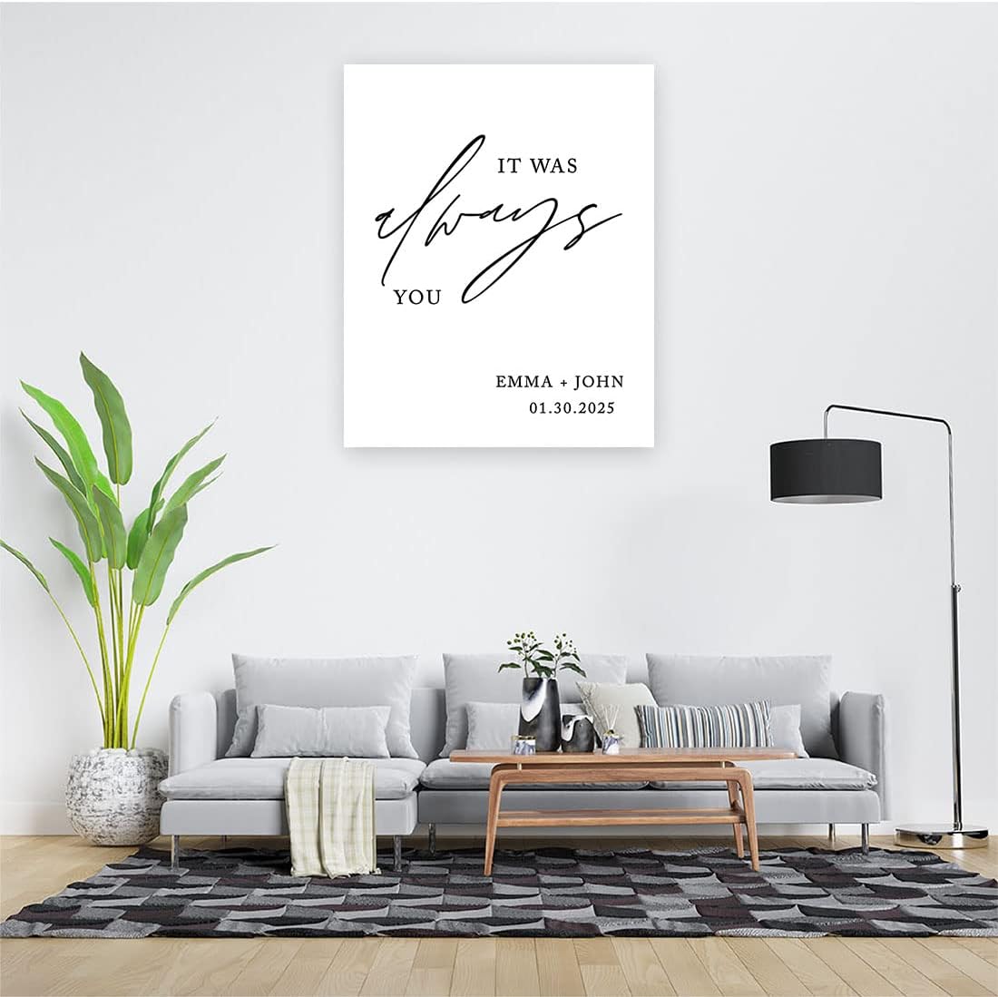 Andaz Press Custom Large Wedding Welcome Sign, 16" x 20" It Was Always You Personalized Canvas Welcome Sign, Sign Our Canvas, Fall Welcome Sign for Wedding Ceremony Reception Guestbook Alternative