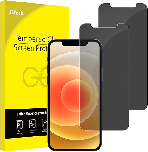 JETech Protector de pantalla de privacidad para iPhone 1212 Pro de 6.1 pulgadas, película de vidrio templado antiespía, paquete de 2