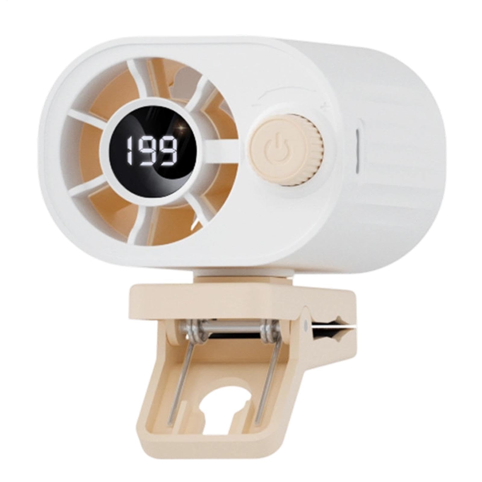 Mini ventilador de pinza silencioso con pantalla digital y batería