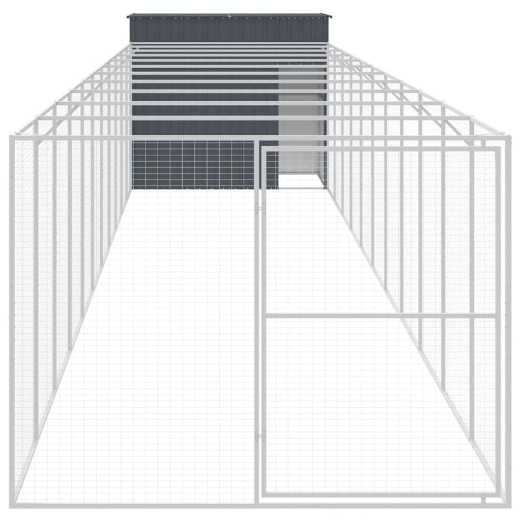 Mangloder Caseta para Perros con Caño de Acero Galvanizado Antracita 214x1273x181cm Impermeable para Jardín, Terraza y Exterior, Protección Segura para Cachorros y Perros