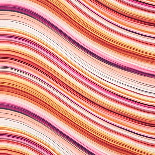 Fabulous Fabrics Viscose Voile Rayures Batik  Orange/Lilas  Vendu au mètre à 0,5m  pour Coudre Chemisiers et Tops