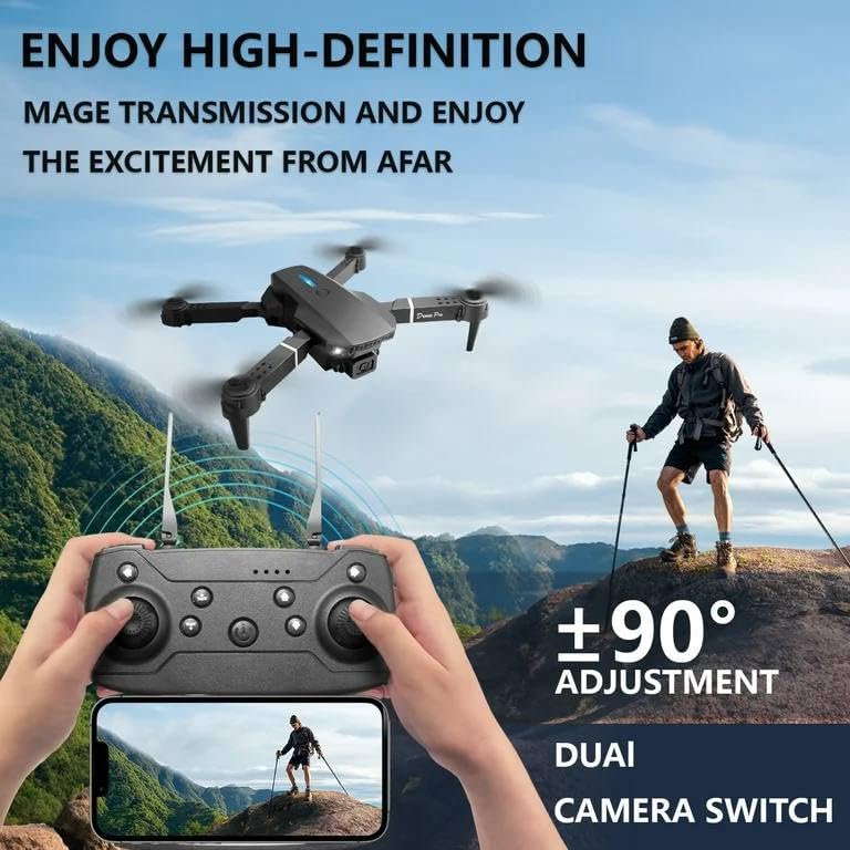 Image of V CAP dRoNe wItH hD DuAl cAmErA BrUsHlEsS MoToR, oNe cLiCk tAkEoFf /lAnDiNg FlIp rOlLiNg gEsTuRe cOnTrOl wI-Fi cAmErA ReMoTe cOnTrOl -X DrOnE (E88 SINGLE)