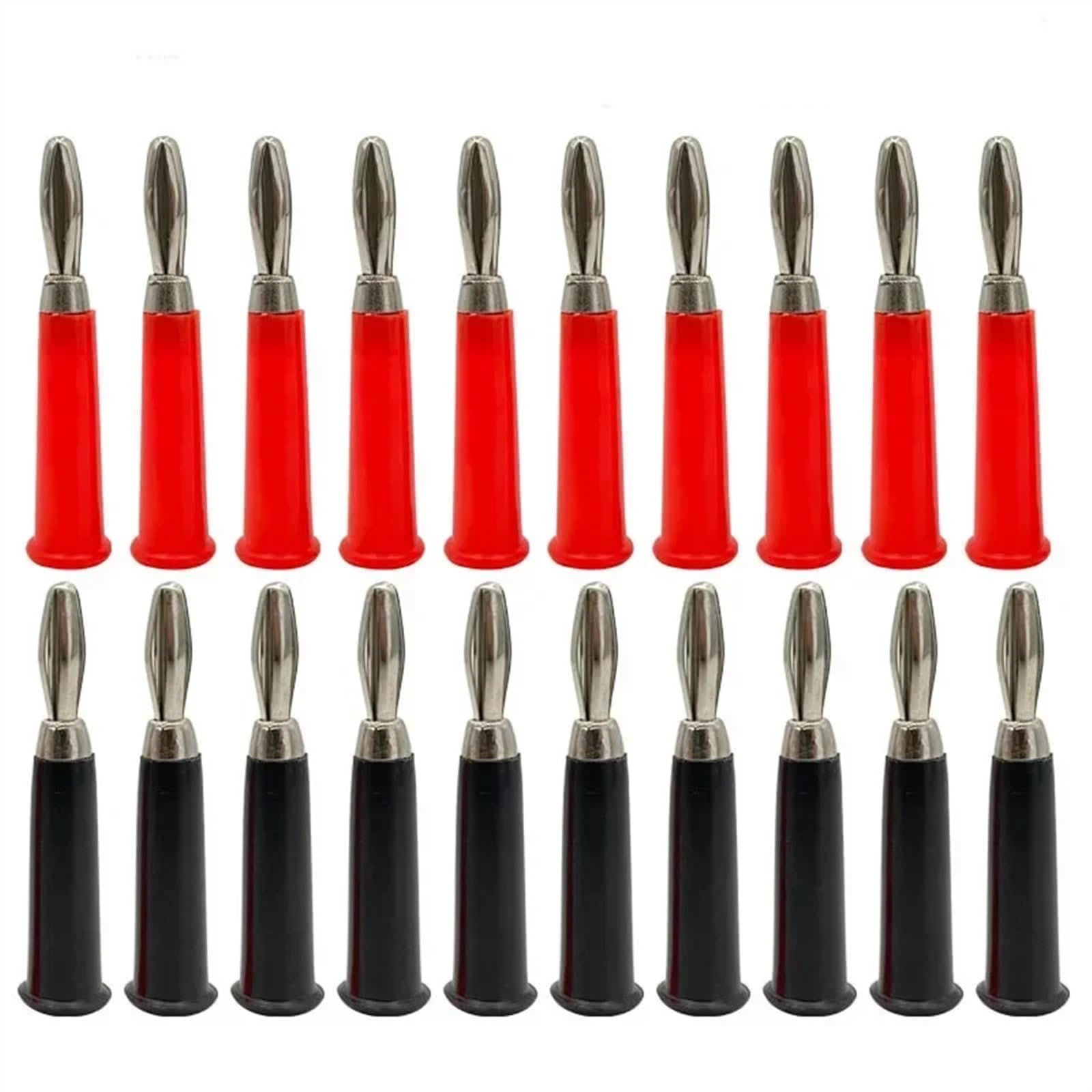 Connecteur de fiche Banane à vis, 40 pièces, 4mm, tête Banane en Plastique nickelé, Couleur argenté, Noir et Rouge (Color : B 20Red 20Black)