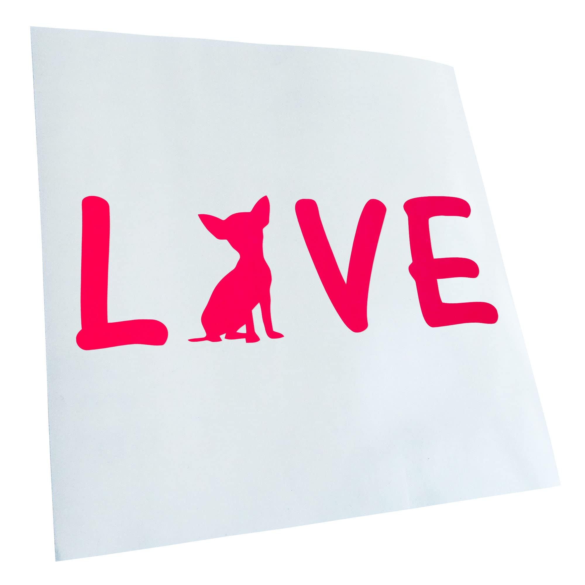 Kiwistar - Car Sticker - Neon Pink - 24 x 8 cm Chihuahua Love Lettering - Rear Window Car Sticker Weatherproof for Car Truck Moped Truck - Sticker Exterior Self-Adhesive Tuning Accessories for Window