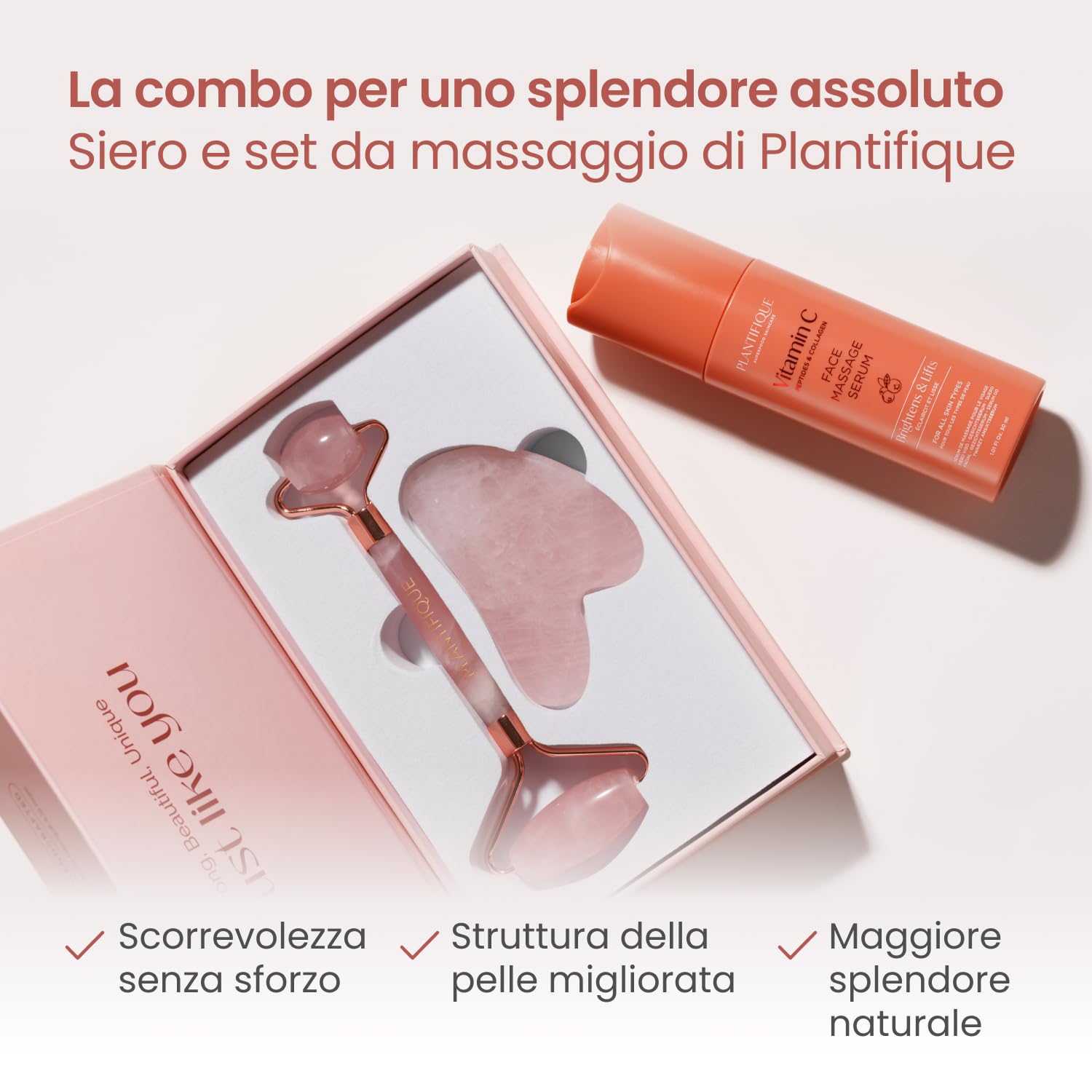 Barbie Rullo facciale al quarzo rosa e massaggiatore per occhi al quarzo rosa - quarzo rosa - per viso e occhi - cura della pelle - coccole