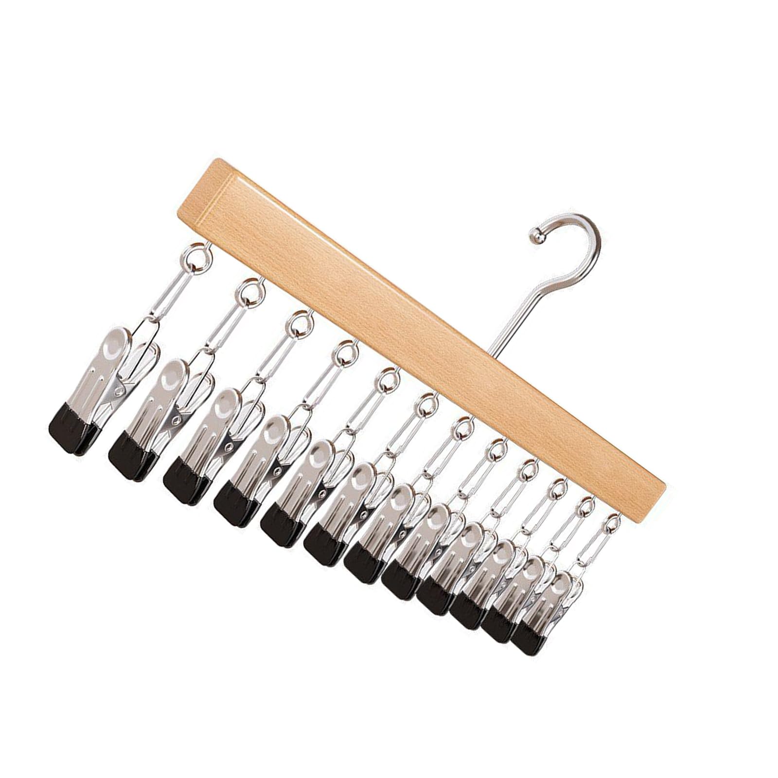 TFAOYS 12 Clip Wooden Hat Organizers for Caps Scarves and Accessories Sturdy Hanging Storage Solution for Closet or Door Cap Storage Rack