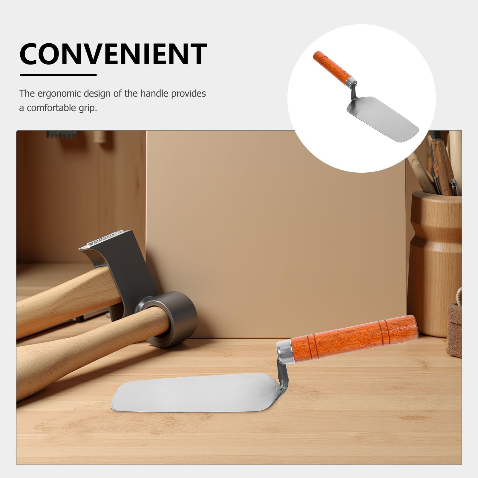 DOITOOL Cazzuola per Intonaco in Acciaio Inossidabile 45# Impugnatura Ergonomica Utensile per Finitura Liscia di Muratura e Cemento Set Professionale Versatile per Lavori Interni ed