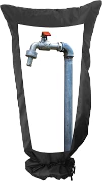 Gardzen XXL Outdoor Faucet Cover for Winter Freeze Protection, Pipe Covers Long Faucet Socks 15" W x 28" H, Black