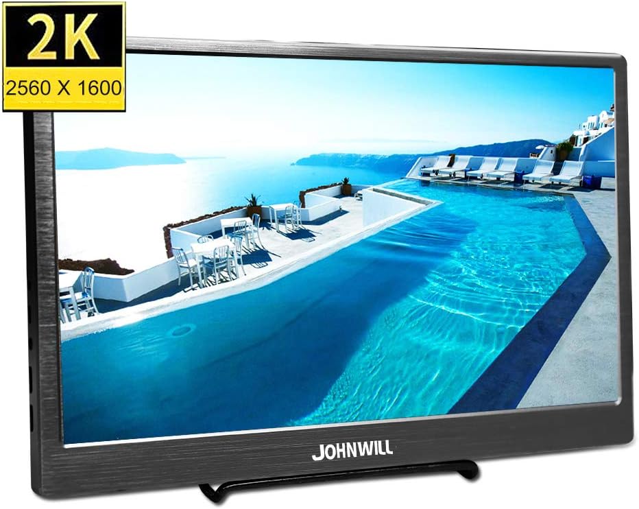 10.1 Inch 2K Screen type-c Portable Monitor, Ultra HD 2560 x 1600 IPS LCD/LED Display, HDMI/Two Type C (USB C) Two USB Interface, Game Monitor,JOHNWILL