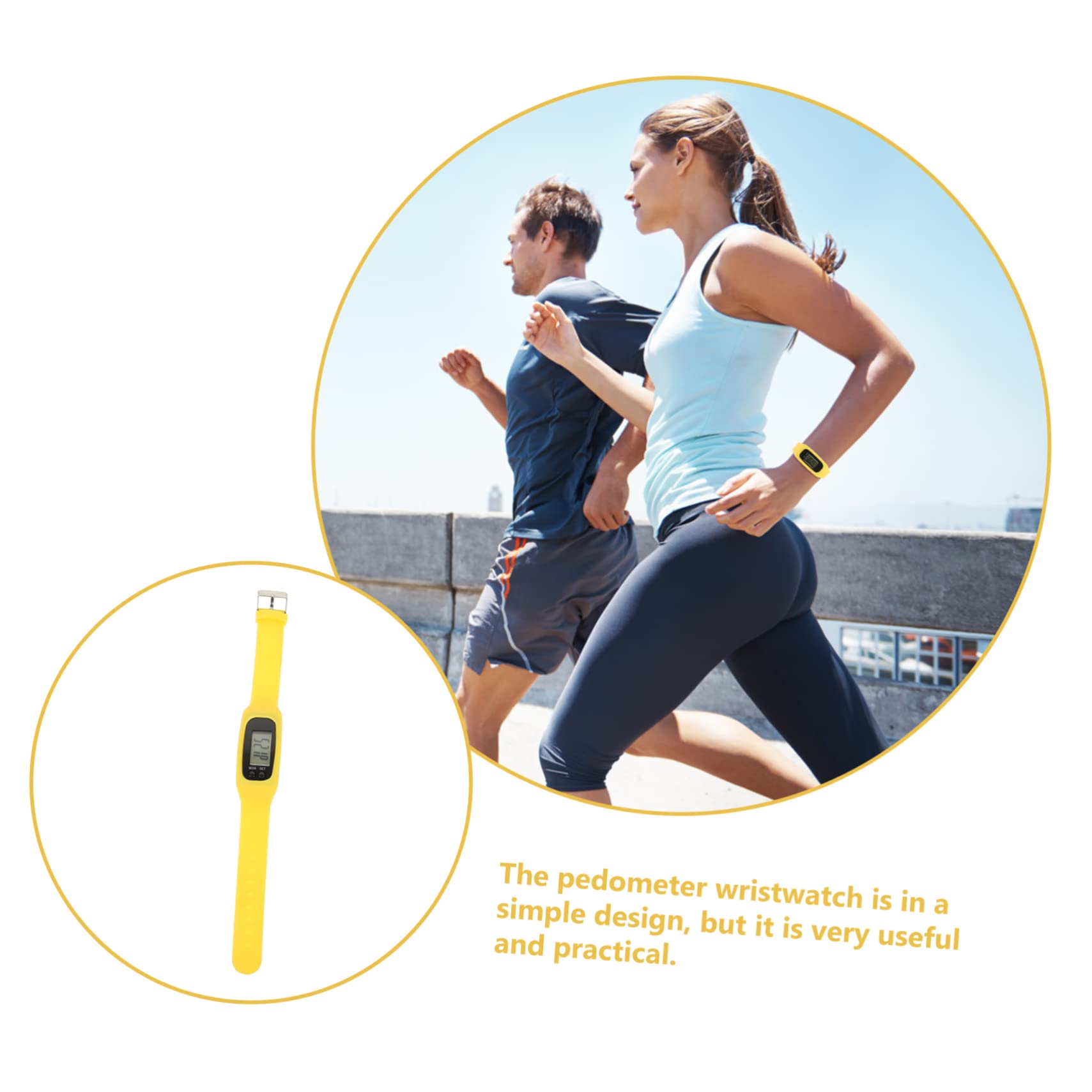 Podomètre Électronique en Silicone Jaune Écran Lisible