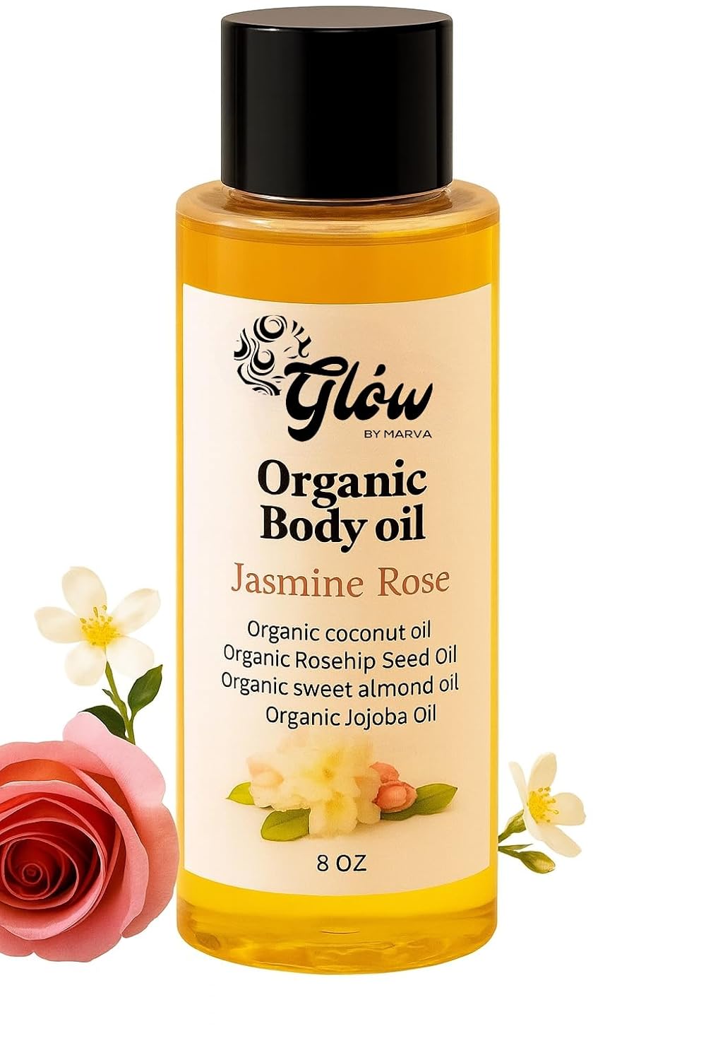 Body Oil – 100% Organic Almond Vanilla – Hydrating Skin Moisturizer with Coconut, Rosehip, Jojoba & Vitamin E – Nourishing & Fast-Absorbing – 8oz