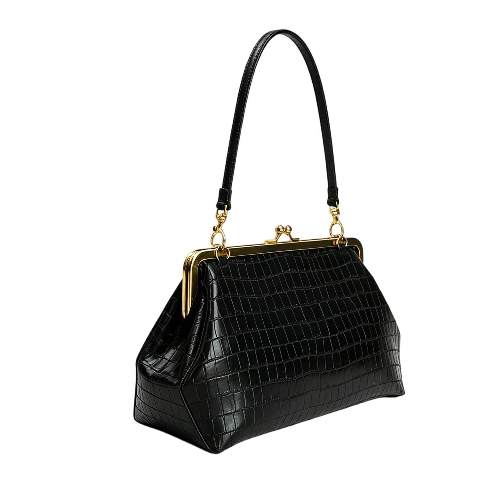 Bolso de mano grande genérico con cierre de beso | Bolso de mano de piel sintética | Bandolera para viajes, ideal para mujeres, trabajo, escuela, compras, viajes, fin de semana y salidas