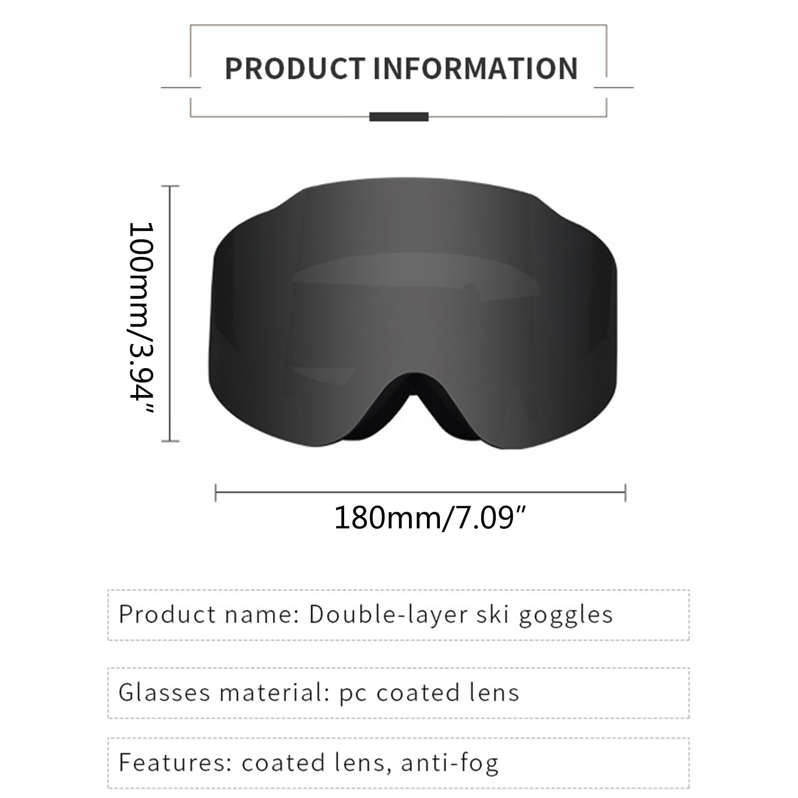 Protezione UV Lenti Anti Nebbia Occhiali da Neve Grande Visione Pattinaggio Occhiali da Sci per Uomini Donne Snowboard