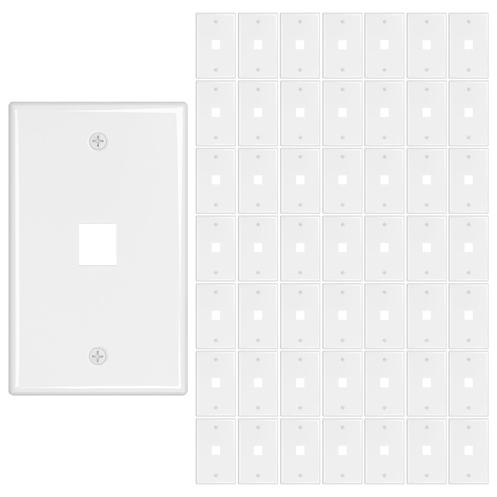 iwillink 1-Port Keystone Wall Plate 50-Pack, Ethernet Wall Plate