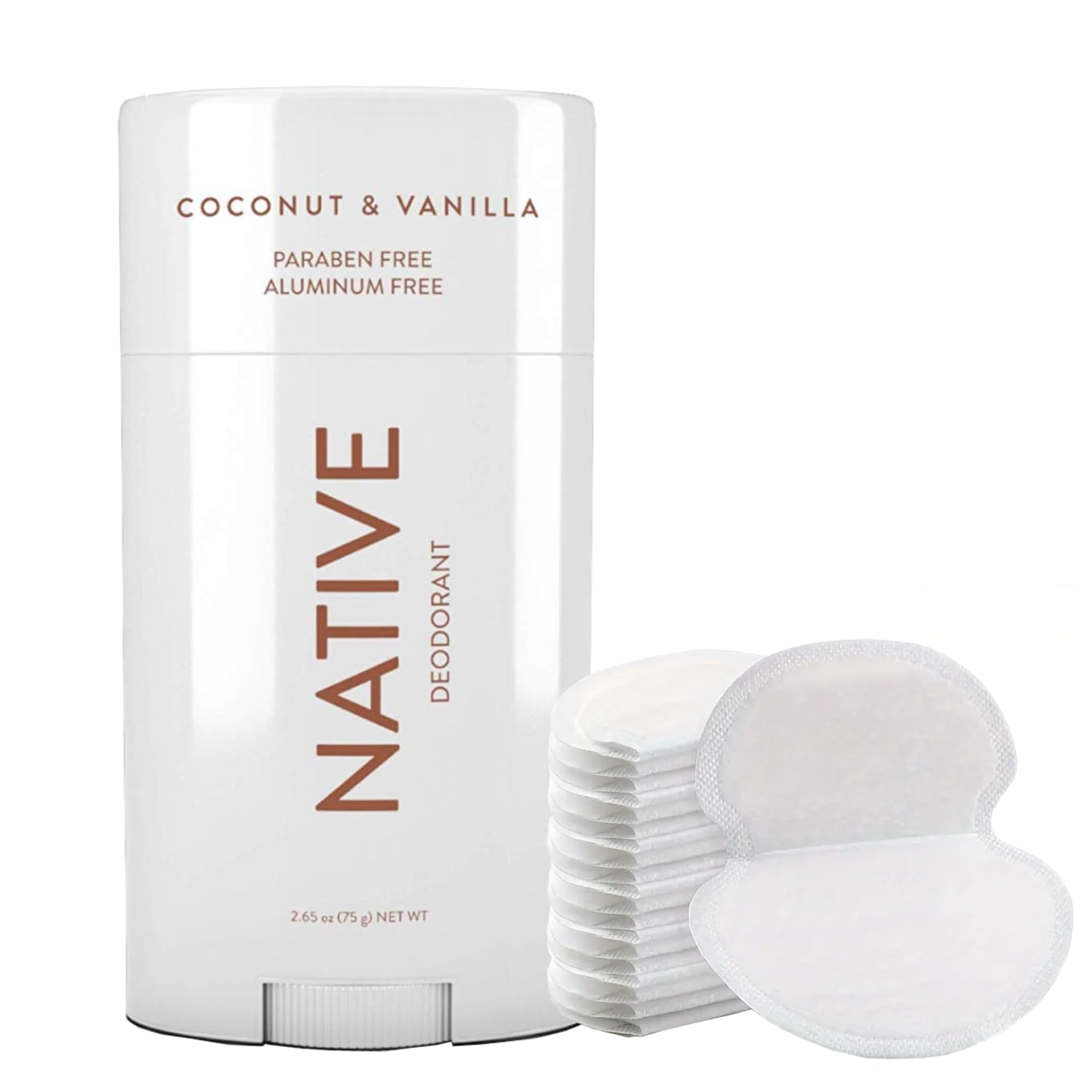 FII Native Coconut & Vanilla Whole Body Deodorant - 72-Hour Odor Protection, Aluminum-Free with Coconut Oil & Shea Butter, Bundle with Underarm Sweat Pads for Women and Men [20 PCS]