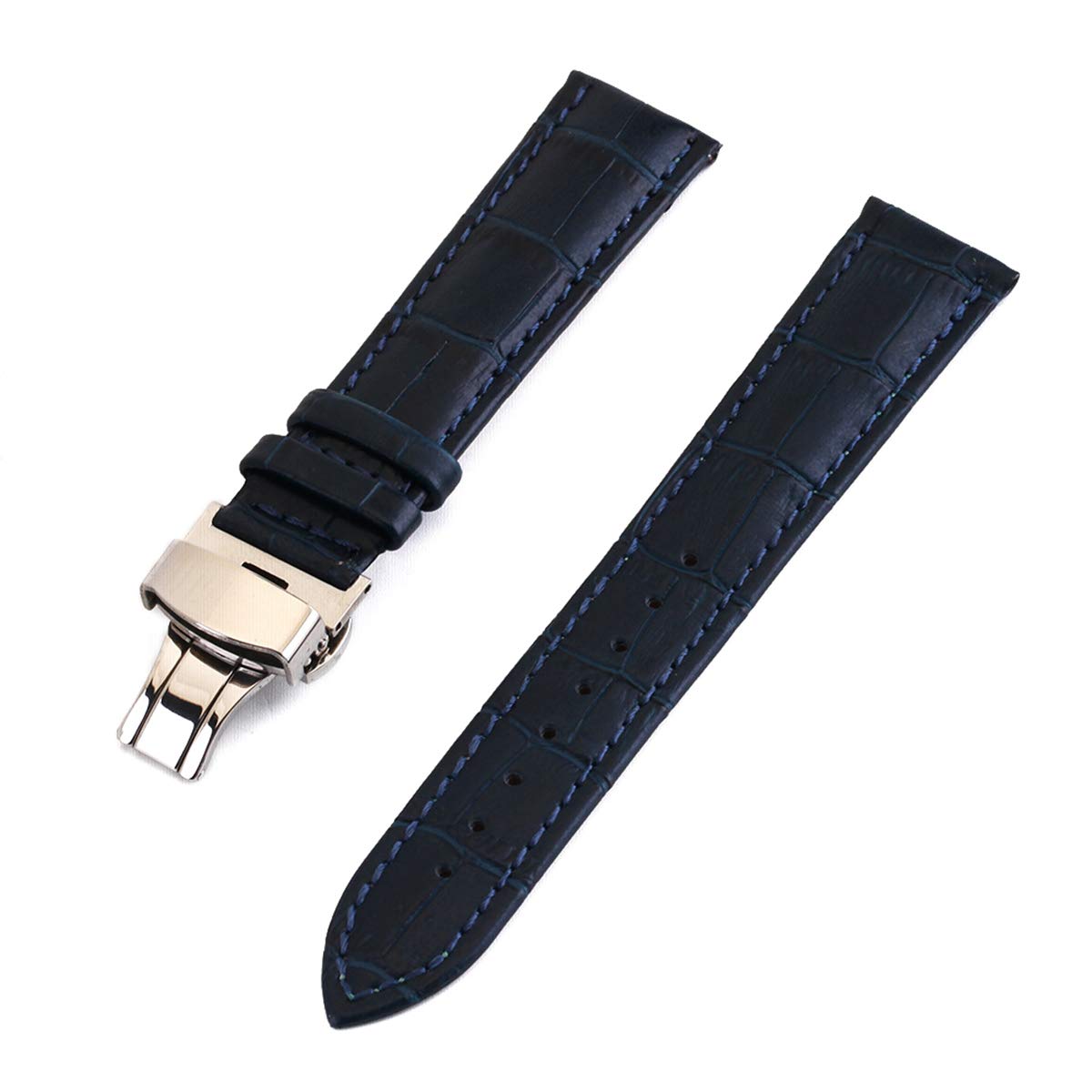 Bracelet de Montre en Cuir, Bracelet de Montre Unisexe en Cuir façon Crocodile, Disponible 12 mm / 13 14 15 16 17 18 19 20 21 22 24