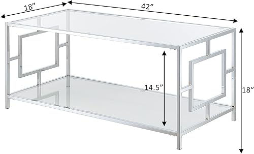 Miniatura 3 de Convenience Concepts 135082 - Mesa de centro Vidrio/Cromo,Mármol de imitación blanco/cromo