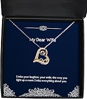 Vista 1 de Fun Wife Gifts, I miss your laughter, your smile, the way you light up a room. I miss, Wife Love Dancing Necklace From Husband, Birthday present