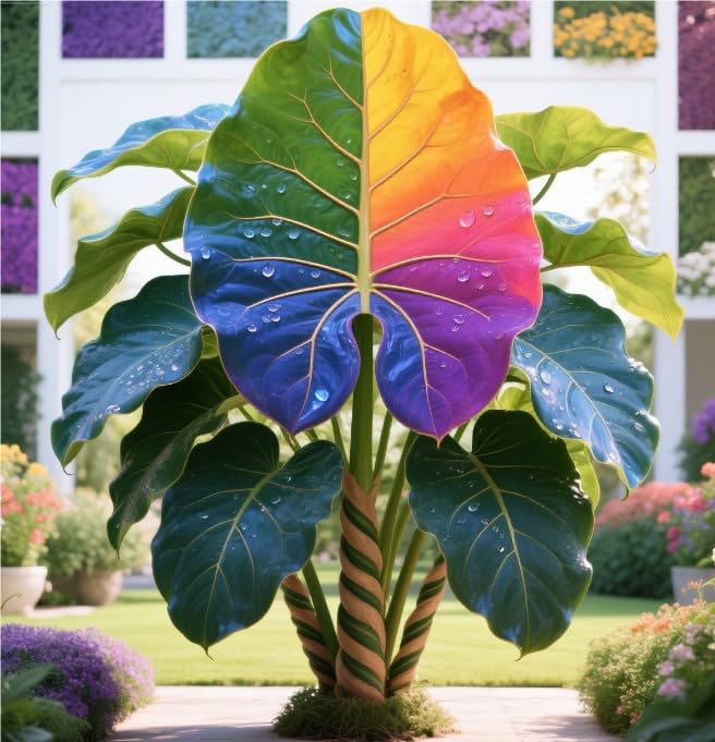 Elephant Ear Bulbs Plant Now, Tropical Style, Giant Plants, Surprise Growth, Garden Decoration, No Watering Required, Easy to Maintain-3 Bulbs-D