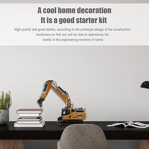 Miniatura 2 de Weojeviy Excavadora de retroexcavadora de ruedas resistente duradera a escala 1 60 para decoración de niños automóvil a control remoto