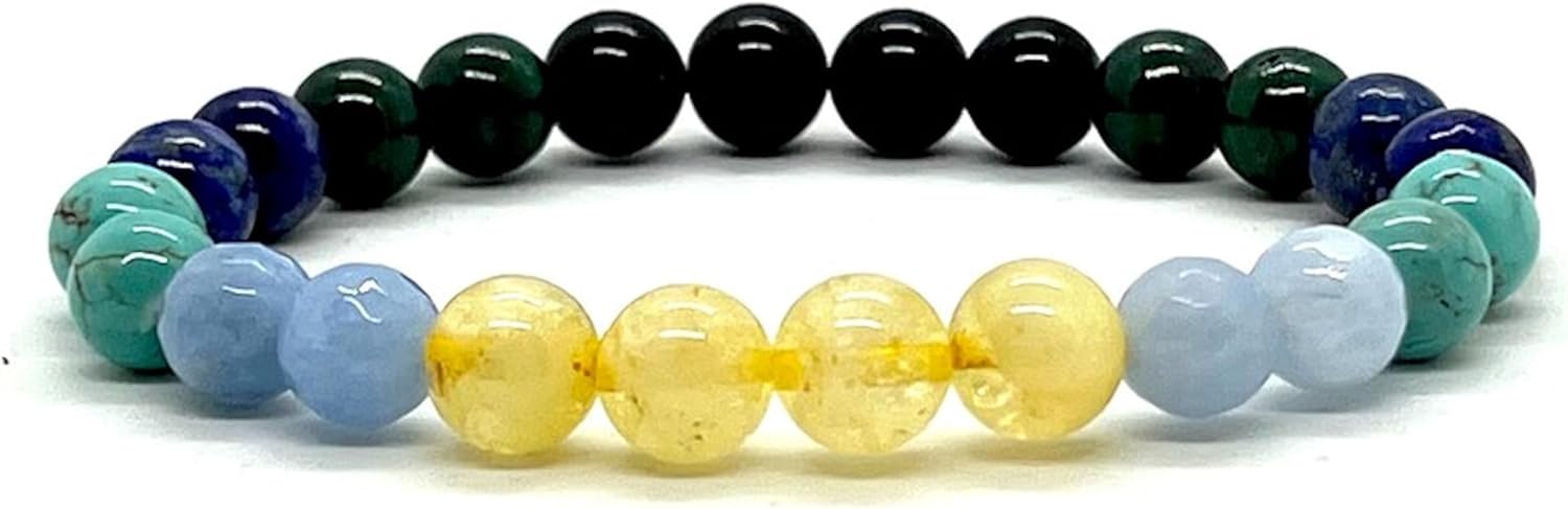 Scorpio Birthstone Bracelet – 8mm Multi-Chakra Stretch Beads