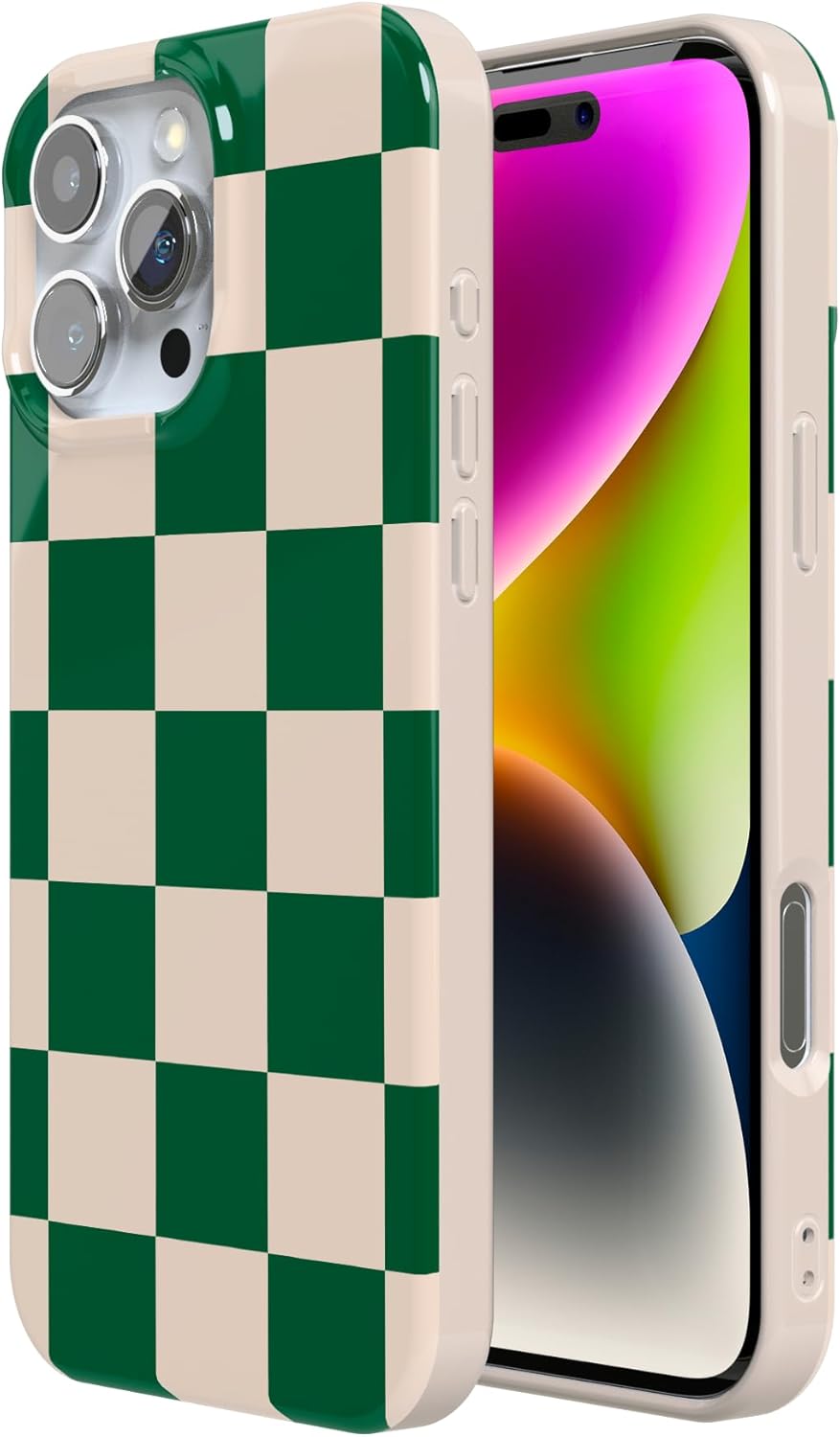 Casely iPhone 16 Pro Case | Fit Check | Green Checkerboard | Compatible with MagSafe | Classic Ultra Slim Design - Image 6