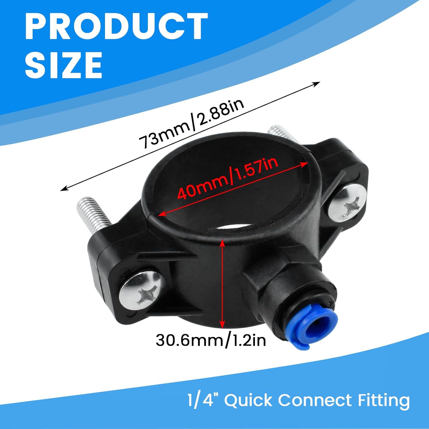 SDTC Tech 2-Pack Drain Saddle Valve with 1/4" Quick Connect Plastic Water Filters Valve Clamp for Reverse Osmosis System