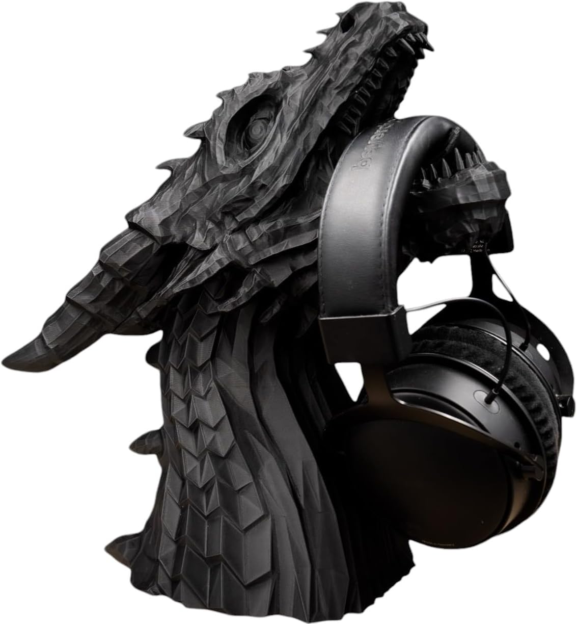 Dragon Headphone Stand, Dragon Headphones Holder, Dragon Statue, Gamer Gift, 15″ Tall, Headphones Stand for Gamers (Matte Black, Regular (12″ Tall))