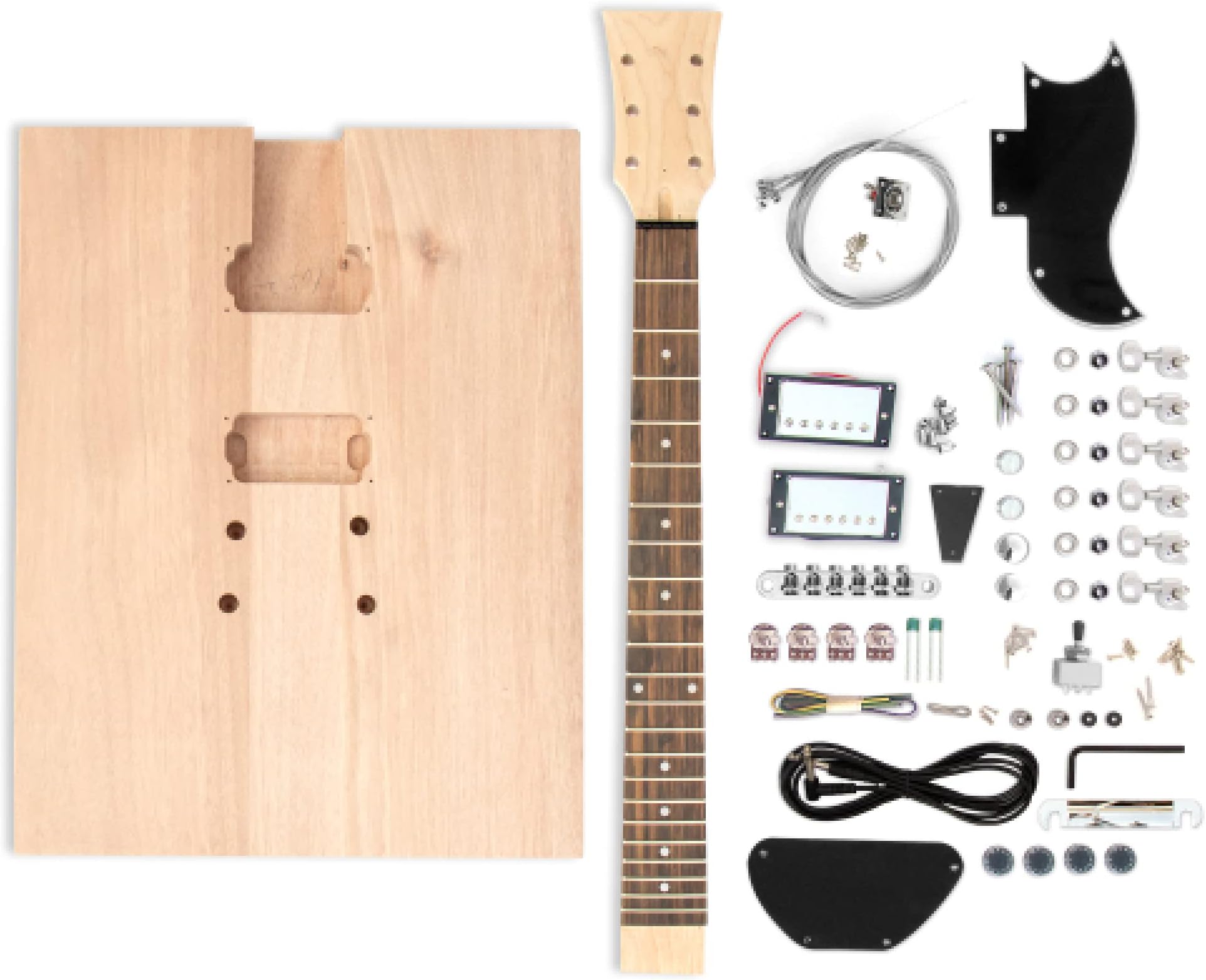 The FretWire DIY Electric Guitar Kit - DIY Build Your Own Guitar, Guitar Setup Kit, DIY guitar Kit for Beginners and Professionals (Slab - Alder Wood)