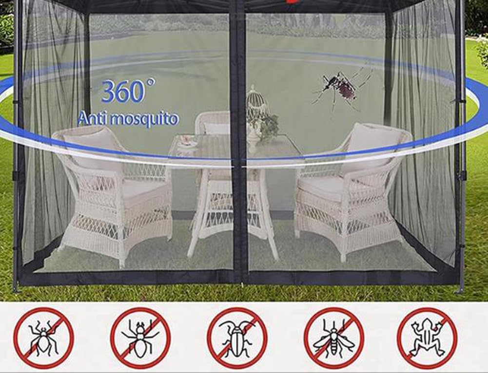 Zanzariera esterna kaki,Tenda da campeggio Patio cortile cortile copertura a maglia,Spazioso zanzariera zanzariera per gazebo con cerniera
