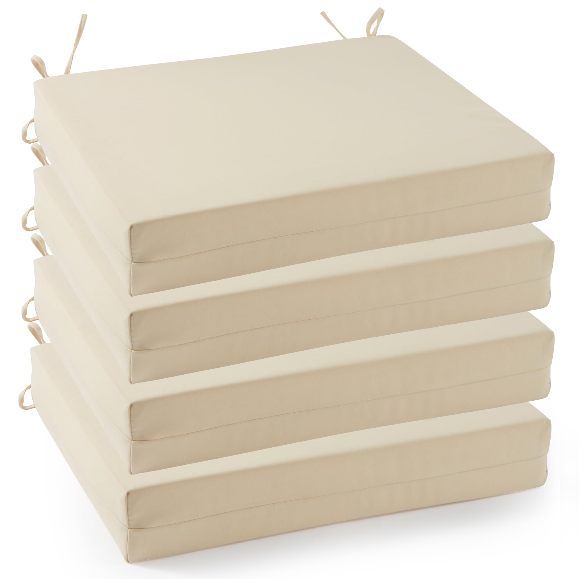 Patio Chair Cushions Set of 4, 18.5" x 16" x 3" Waterproof Outdoor Chair Cushions for Furniture, Seat Cushion with Ties, for Patio, Yard, Garden Dining Chair