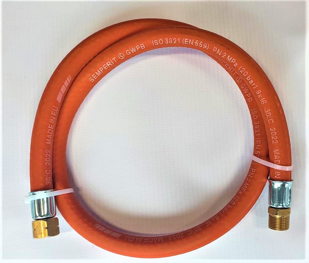 Manguera de gas butano de propano de 1000 cm (10 m), diámetro de 9 mm, conexión LKS de 1/4 pulgadas con acoplamiento rápido, hasta -30 °C, manguera de gas propano, pantalones de gas para