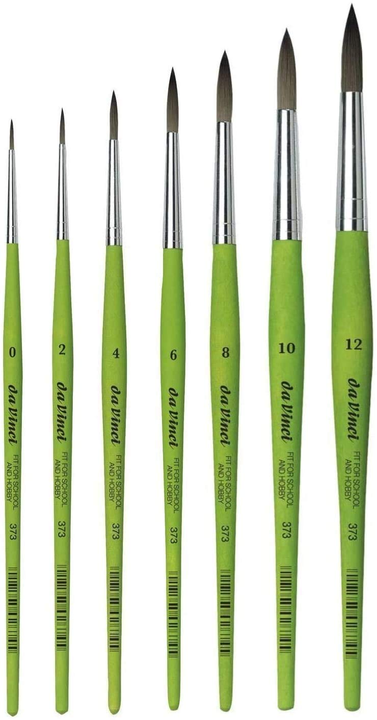 Da Vinci 373 Serie 7 - Set di pennelli sintetici, rotondi, 0,2,4,6,8,10,12 + tubo di stoccaggio