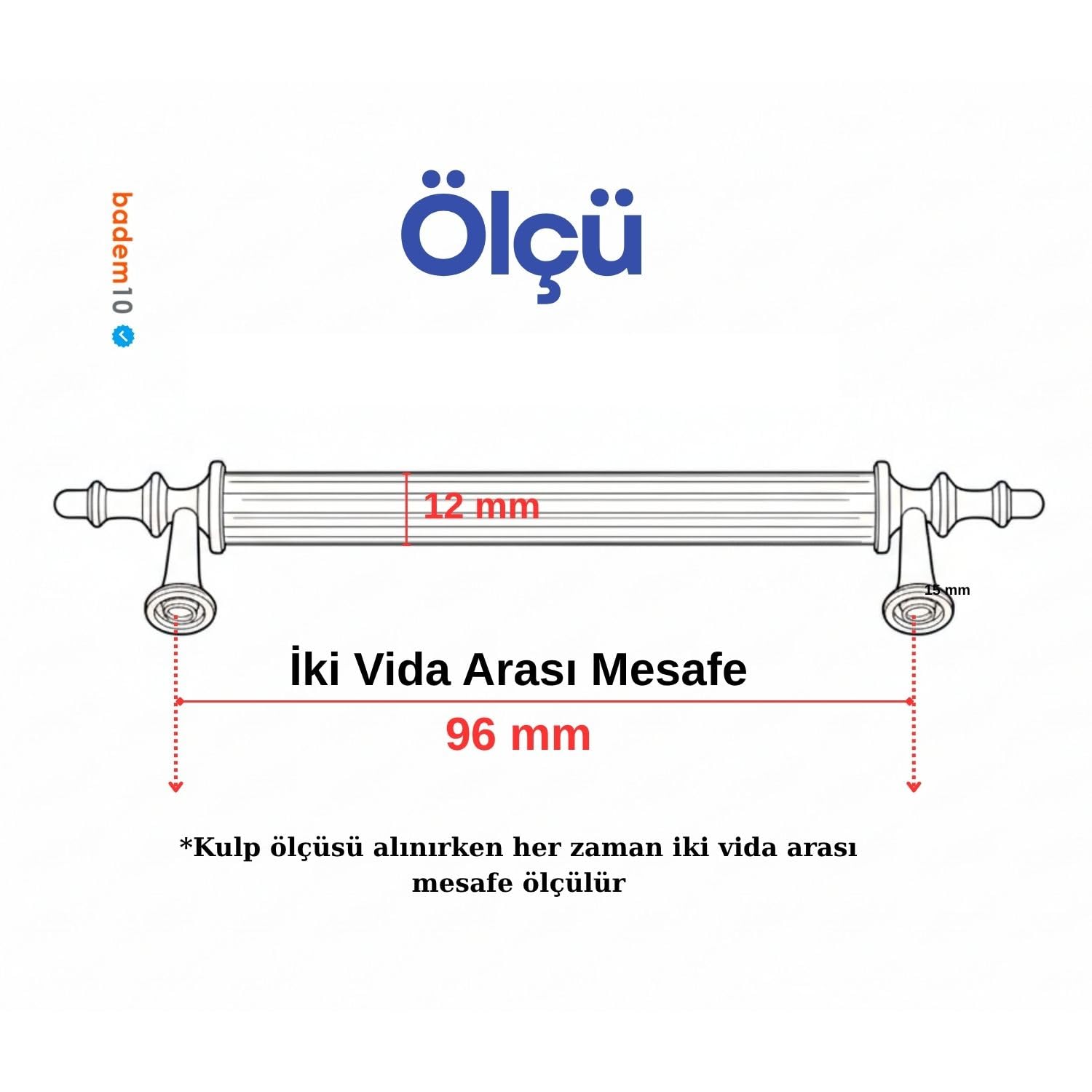 Ovacık 10 ADET Gold Altın Beyaz 96 mm Metal Kulp Mobilya Çekmece Dolap Kapak Kulpu Kulbu Kulpları