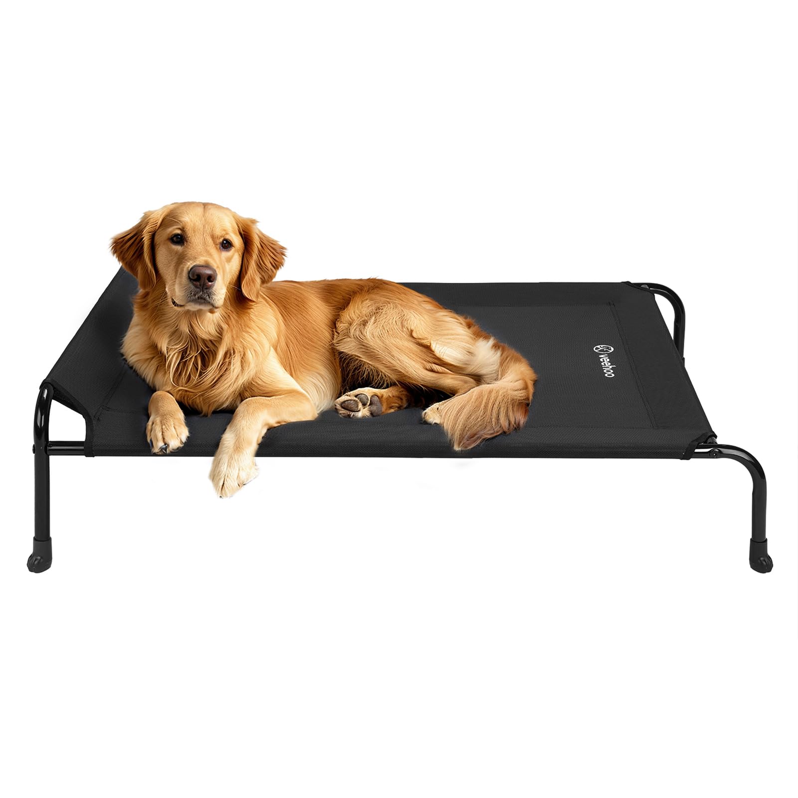Veehoo Original Elevated Dog Bed - Outdoor Raised Dog Cot Bed for Large Dogs, One-Sided Raised Headboard Cooling Pet Bed, Dog Sleeping Training Cot, Non-Slip & Breathable, XL, CWC2417A