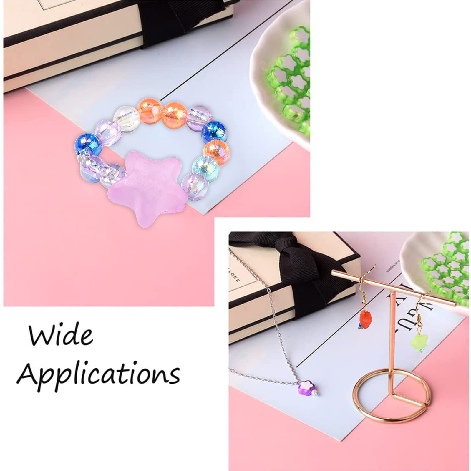 Ipotkitt Acrylic Star Ball Plant Heart Spacer Beads Bulk for DIY