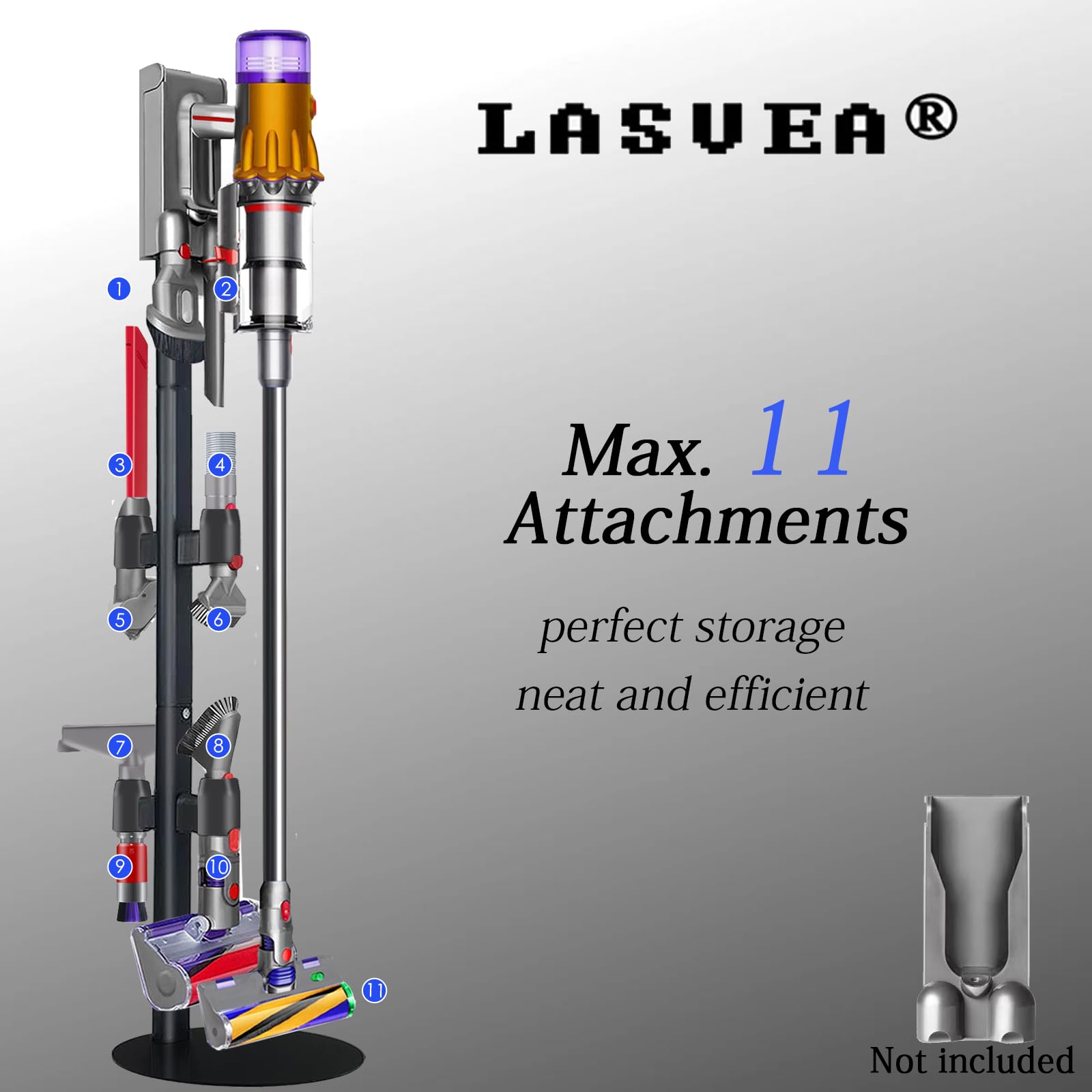 Lasvea Vacuum Stand Compatible with V7 V8 V9 V10 V11 V15 Gen5(Max.11 Accessories),Metal Storage-Bracket-Holder-Stand-Organizer Easy-Access Storage Docking Station thumbnail 4