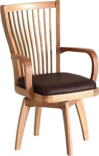 貞苅椅子製作所 ダイニングチェア 回転機能 肘付き 天然木 タモ材 PVC 合皮 モダン 組立て Nagare-Chair ナチュラル