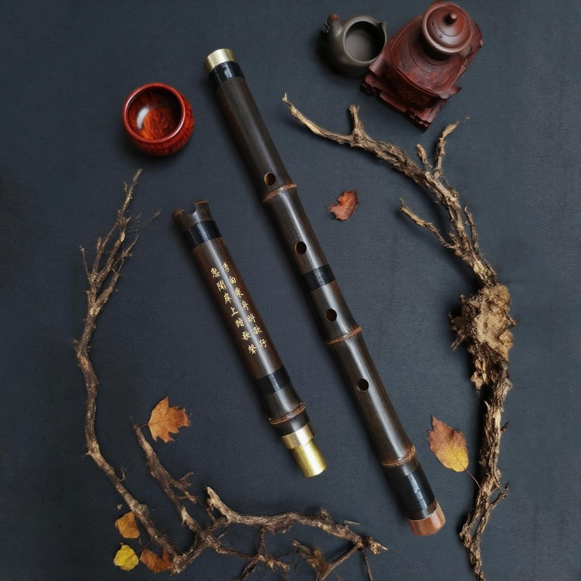 Shakuhachi 54 cm vertikale Flöte D-Key Shakuhachi 5 Löcher Bambusflöte Holzblasinstrument (klassisch)