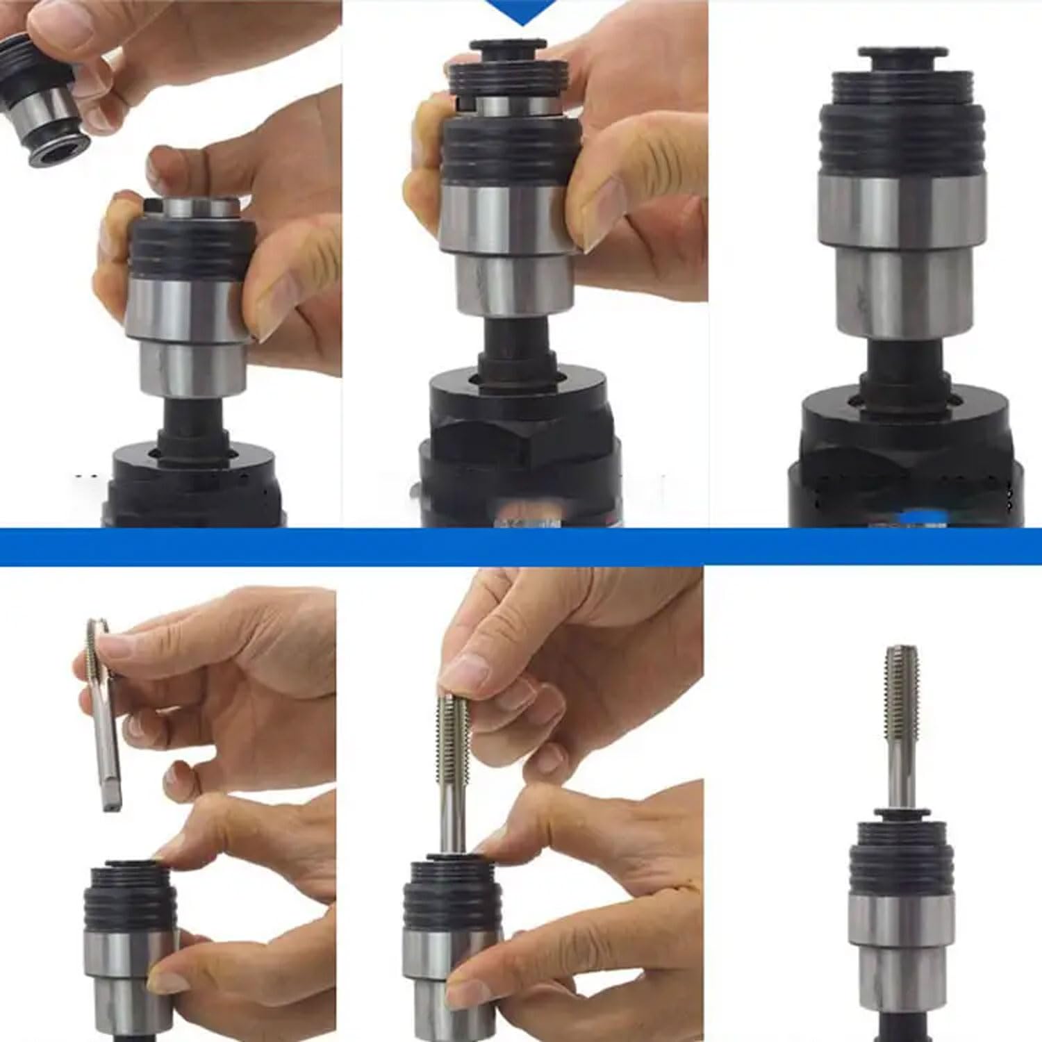Maschiatrice pneumatica Portatile, Pinza per maschiatura Motore Pneumatico M3-M12 con Scatola di immagazzinaggio, maschiatrice Mini da 850 giri/min per Acciaio, Alluminio, Rame, Ferro, Legno
