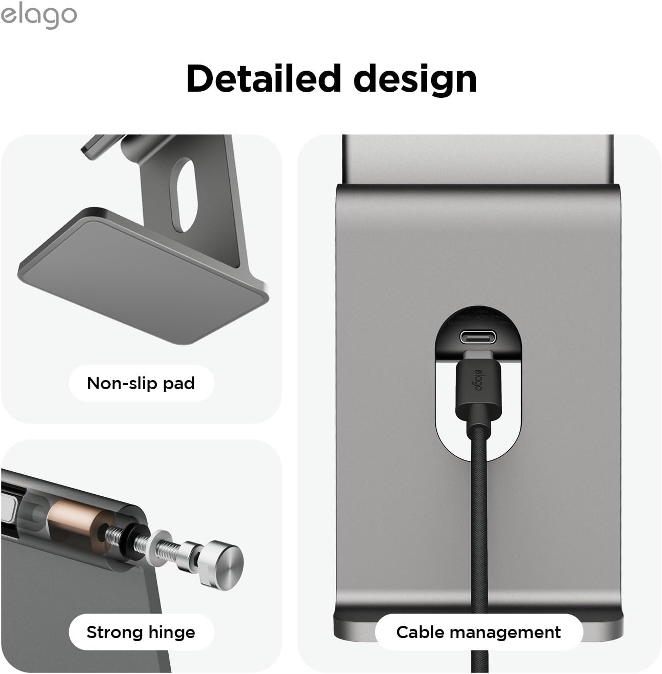 elago Qi2 Wireless Charging Stand for MagSafe Devices, Qi2 Certified 15W Ultra-Fast, Strong Magnet, Adjustable Tilt, Non-Slip Design for iPhone (Black)