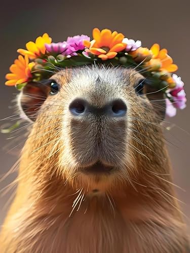 Miniatura 2 de Paquete de 2 pinturas artísticas de diamantes 5D para bricolaje, lindos animales, de 12 x 16 pulgadas, para adultos principiantes. Bordado redondo